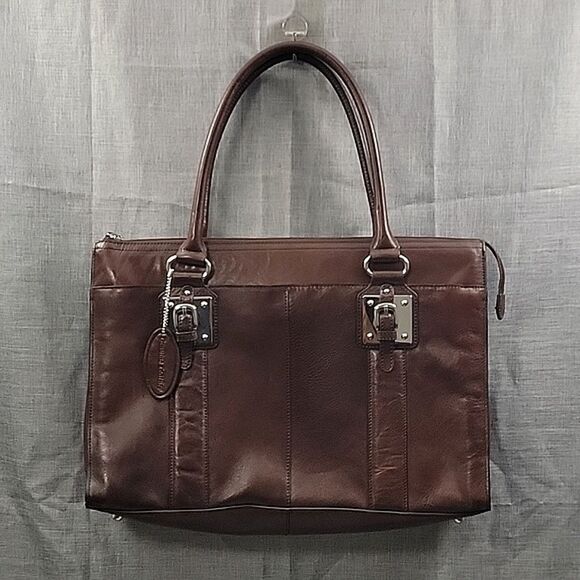 Wilson's VTG Women's Leather dark brown briefcase / Silver Hardware computer bag - Picture 6 of 9